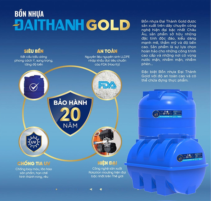 Bảo hành bồn nhựa Đại Thành Gold