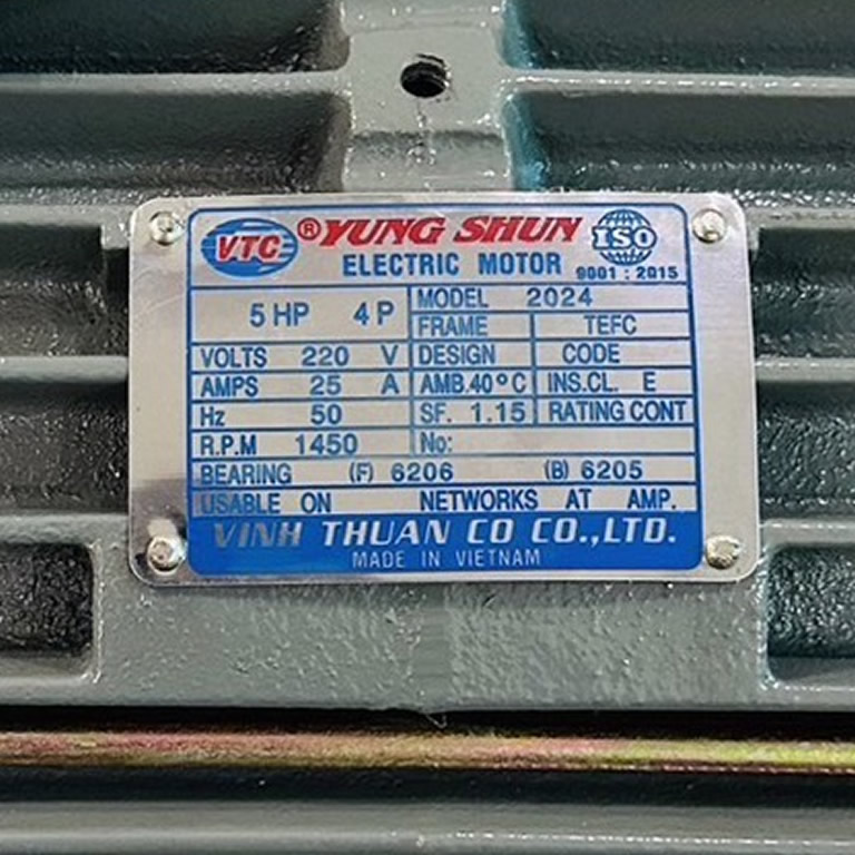 Thông số kỷ thuật Motor VTC 3.7Kw tua chậm điện 1 pha