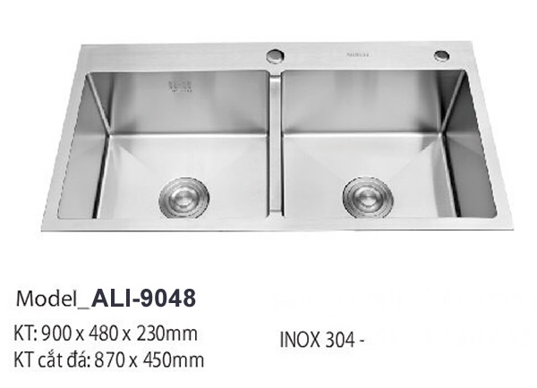 CHẬU RỬA CHÉN INOX 2 HỘC ĐIỀU 9048