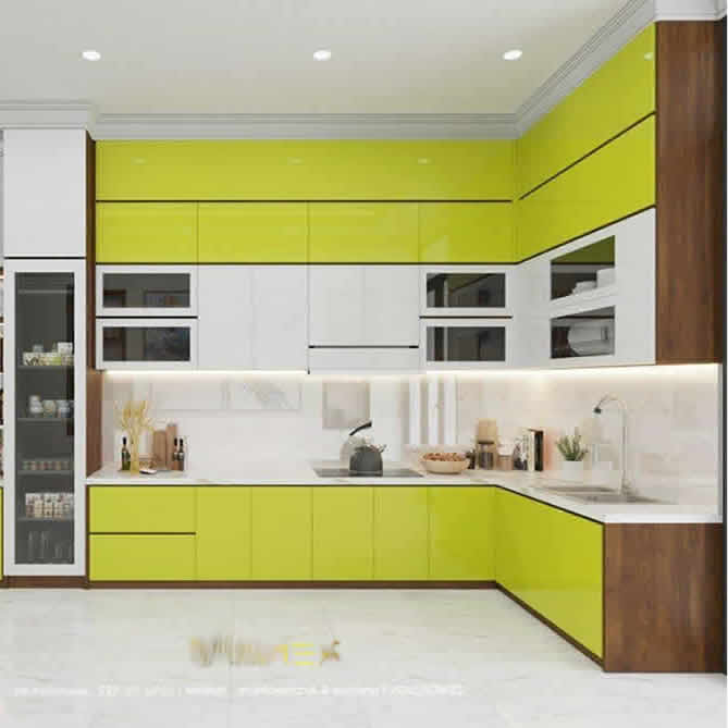 Tủ bếp Acrylic thùng bếp MFC
