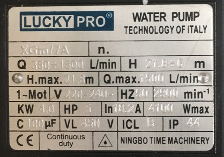 MÁY BƠM LUCKY PRO XGM/7A 5HP HỌNG 114