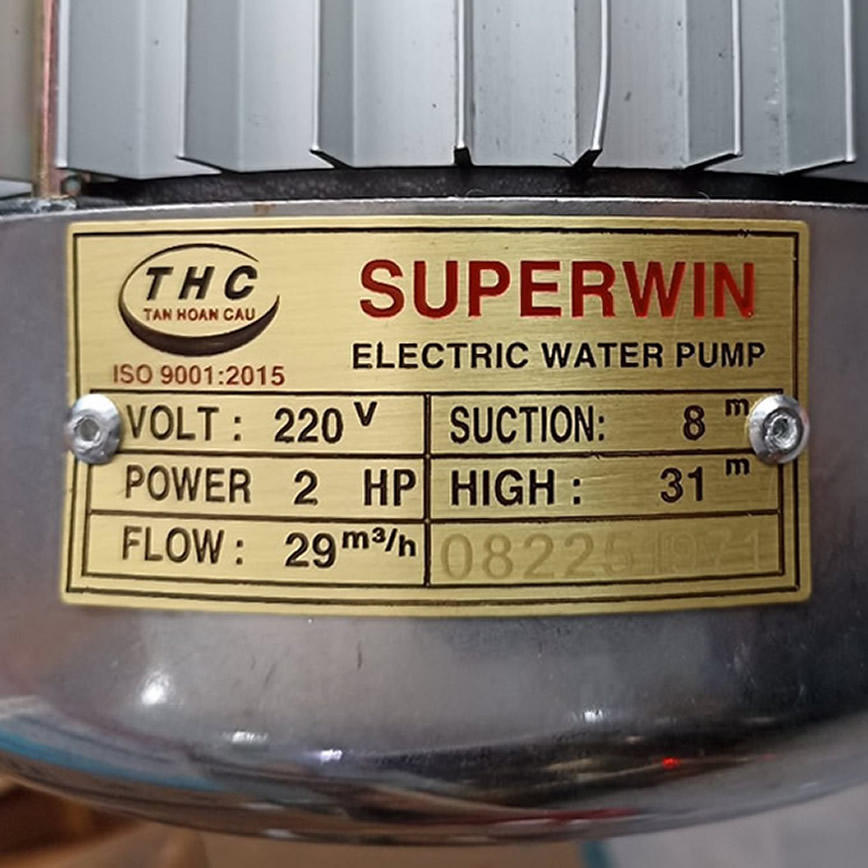 Thông số kỷ thuật Máy Bơm Nước SUPER WIN SP-1500 (2Hp 60-49)