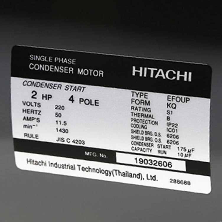 MOTOR HITACHI 2Hp 1 PHA TUA 1450