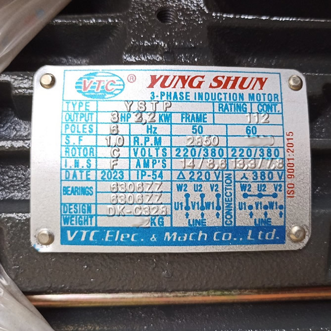 TSKT Motor VTC 3 ngựa 3 pha tua 2.850