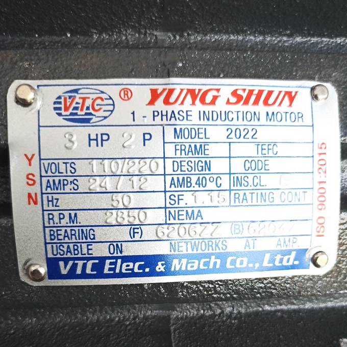 TSKT motor VTC 3 ngựa 1 pha tua 2850