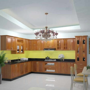 Tủ bếp Gỗ Sồi thùng inox