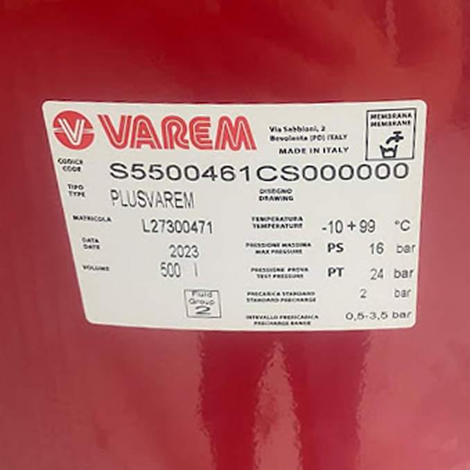 TSKT Bình tích áp Varen 500L 16 bar