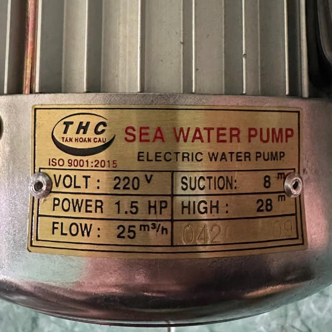 TSKT Máy bơm nước biển Tân Hoàn Cầu 1.5Hp