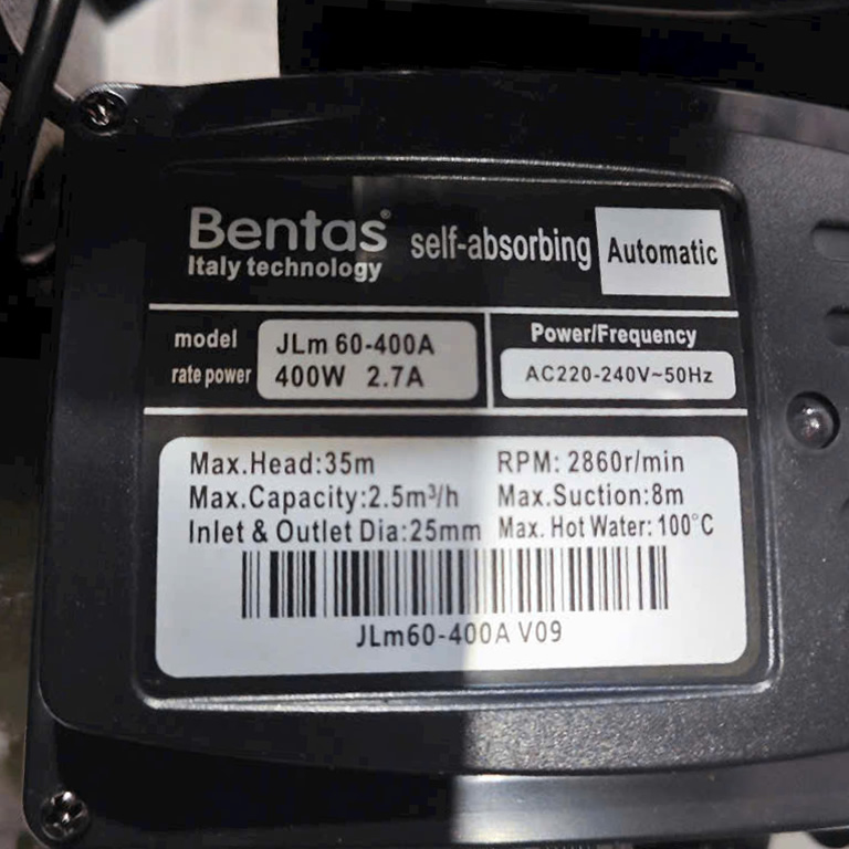 Thông số kỷ thuật Máy bơm nước Bentas JLm60-400A