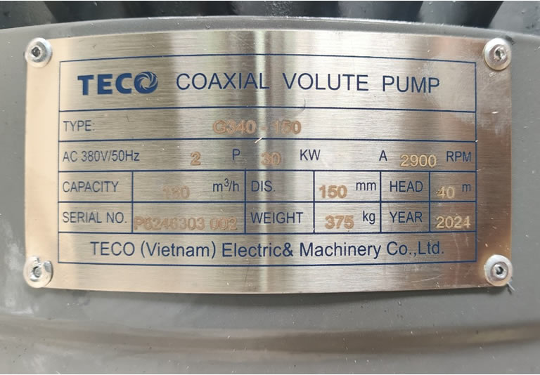 Thông số kỷ thuật Máy bơm TECO G340-150