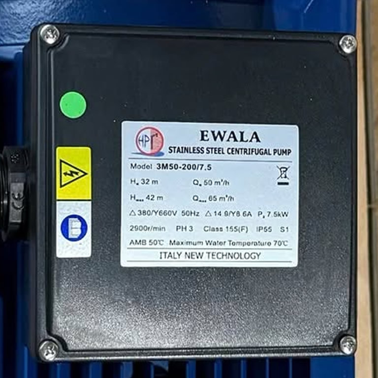 Thông số kỷ thuật Máy bơm nước EWALA 3M50-200/7.5
